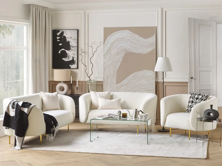 Sofa 2 Seater Boucle White Liora