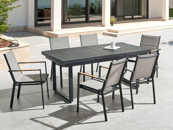 Valcanetto Extending Garden Dining Table 180/240 cm 90 cm Metal Black