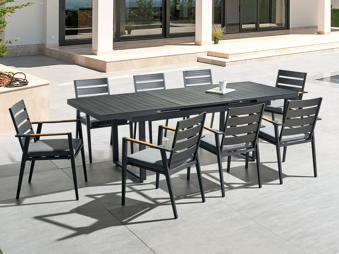 Valcanetto Extending Garden Dining Table 180/240 cm 90 cm Metal Black