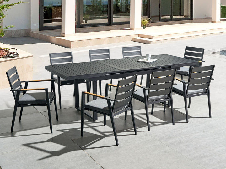 Valcanetto Extending Garden Dining Table 180/240 cm 90 cm Metal Black
