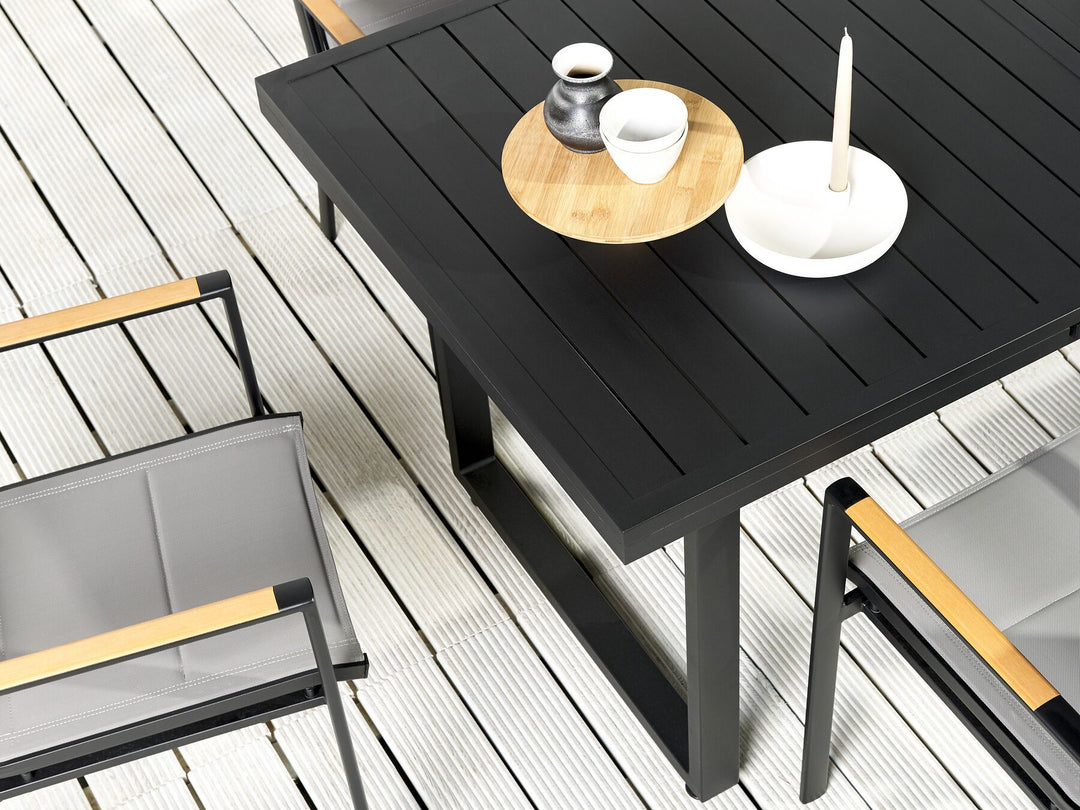 Valcanetto Extending Garden Dining Table 180/240 cm 90 cm Metal Black