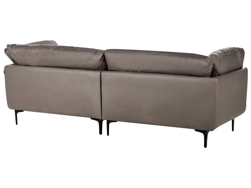 Sofa 3 Seater Faux Leather Brown Yazgur