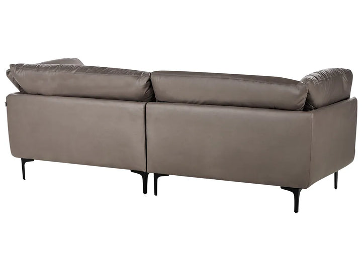 Sofa 3 Seater Faux Leather Brown Yazgur