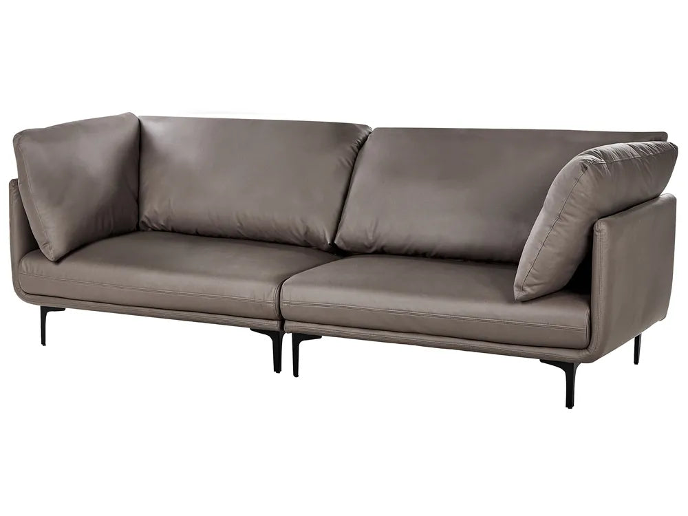 Sofa 3 Seater Faux Leather Brown Yazgur