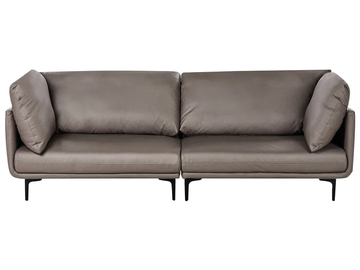Gray sofa with black legs on a white background
