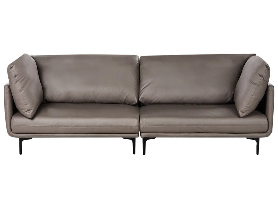 Gray sofa with black legs on a white background