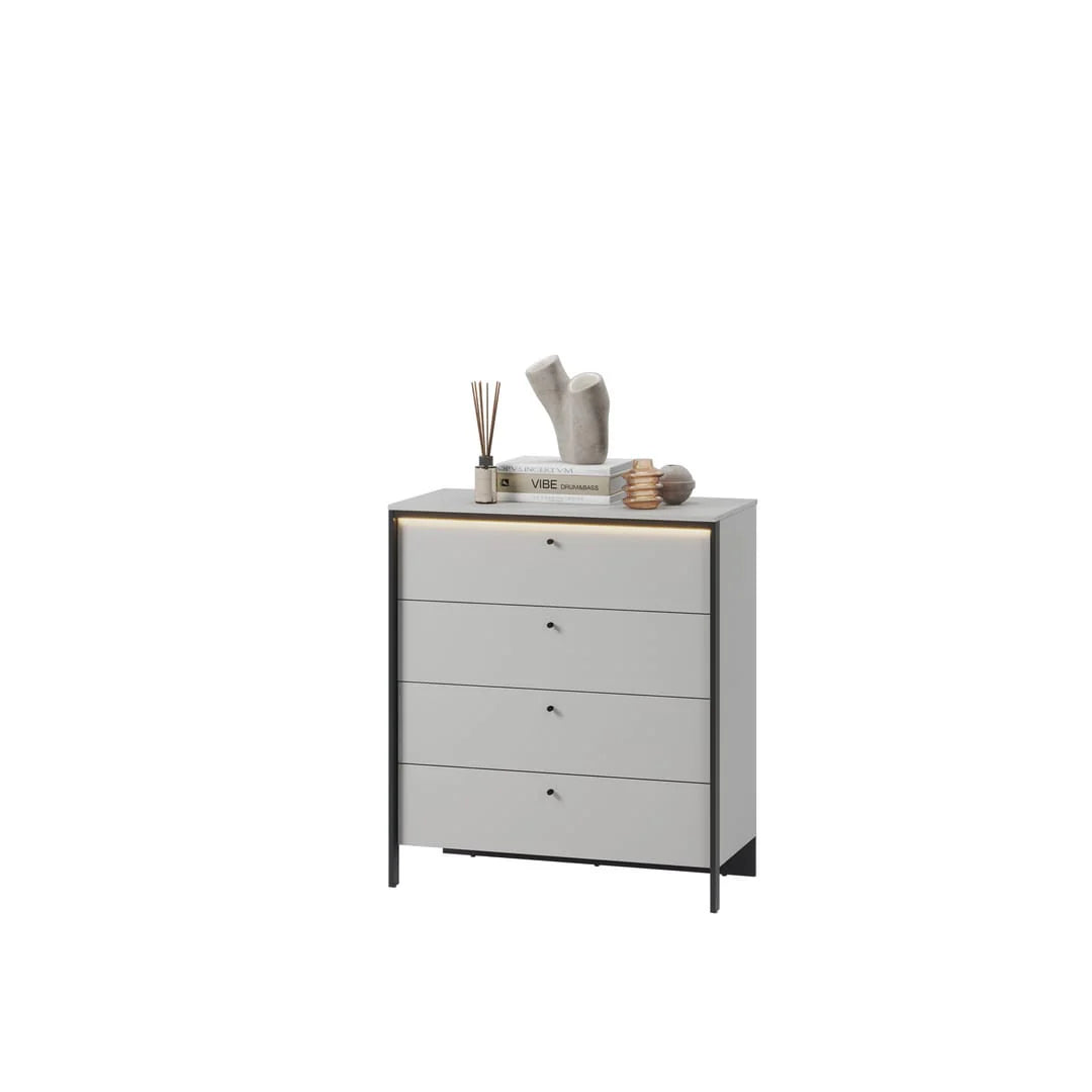 Sleek GRIS Chest of Drawers - Stylish Clothing Storage with Integrated LED Lighting