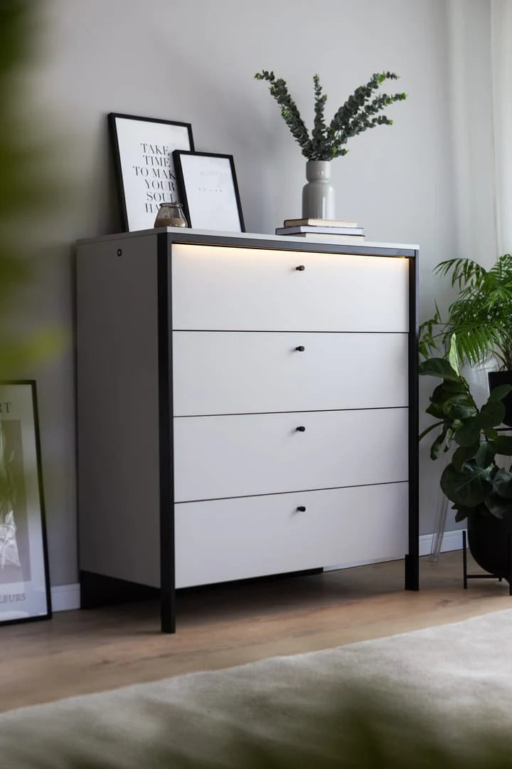 Sleek GRIS Chest of Drawers - Stylish Clothing Storage with Integrated LED Lighting