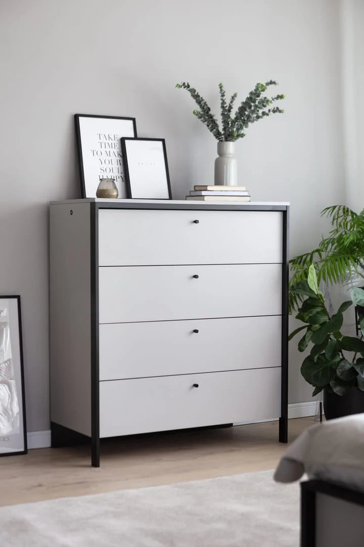 Chest Of Drawers 101cm Grey Gris