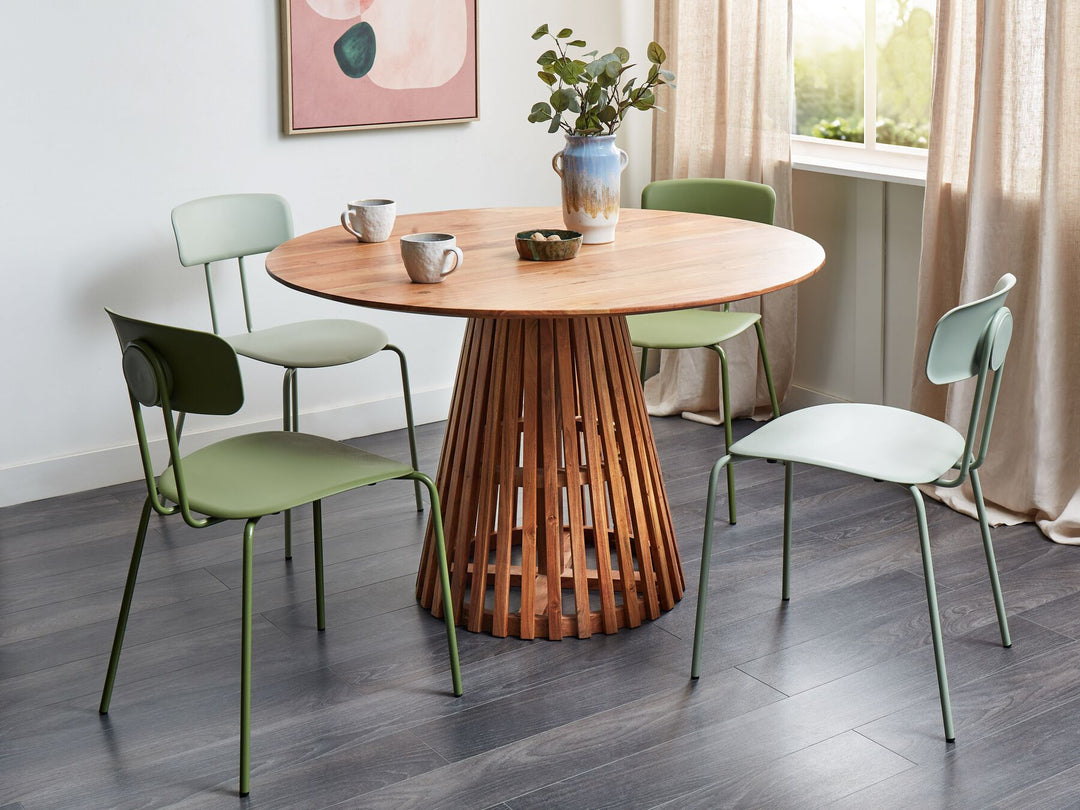 Round Acacia Wood Dining Table ⌀ 120 cm Dark Mesilla