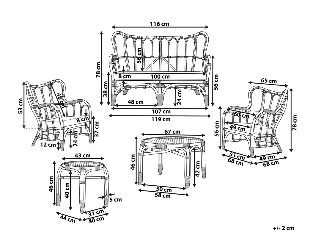Brindisi Garden Lounge Set with Table 4 Seater Rattan Natural