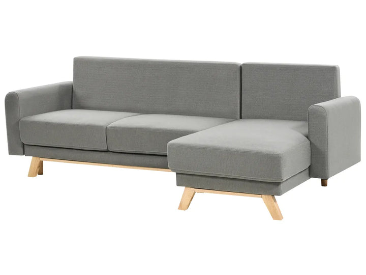 Sofa Bed 3 Seater Fabric Grey with Storage Left Hand Arsaluis