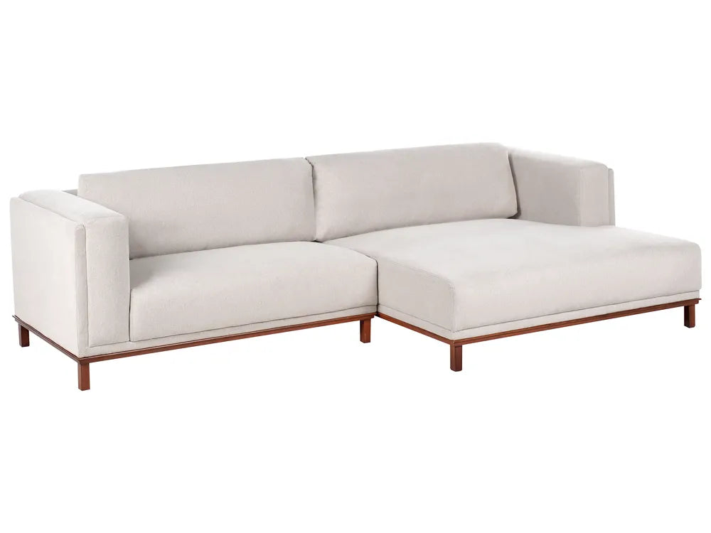 Corner Sofa 4 Seater Fabric Light Beige Left Hand Josanna