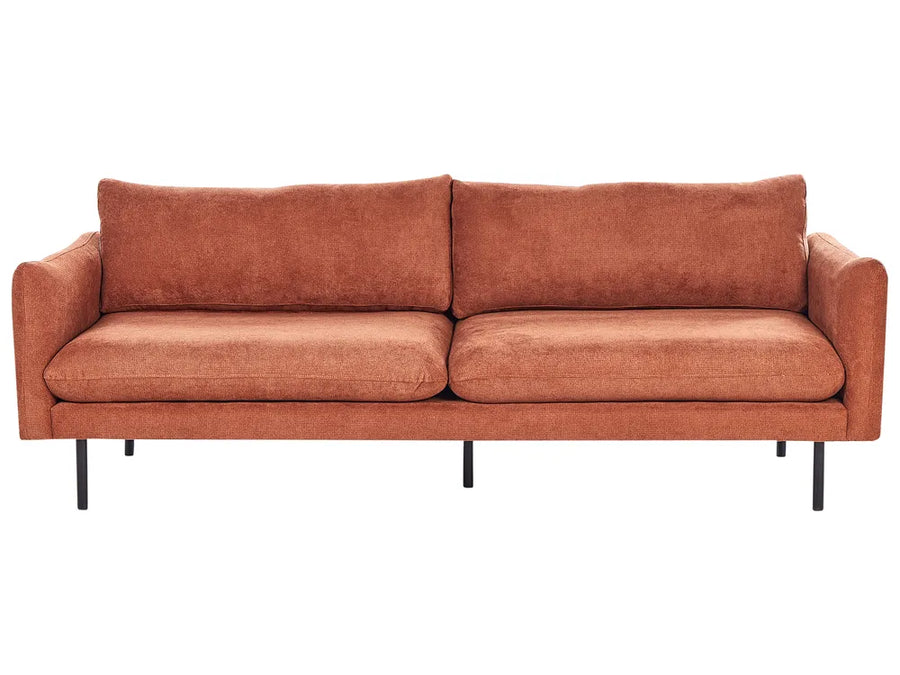 Golden brown chenille three seater sofa for comfortable living rooms