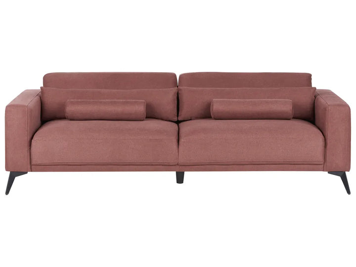 Pink sofa with black legs on a white background