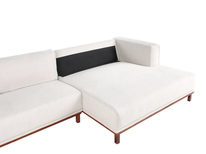 Corner Sofa 4 Seater Fabric Light Beige Left Hand Josanna