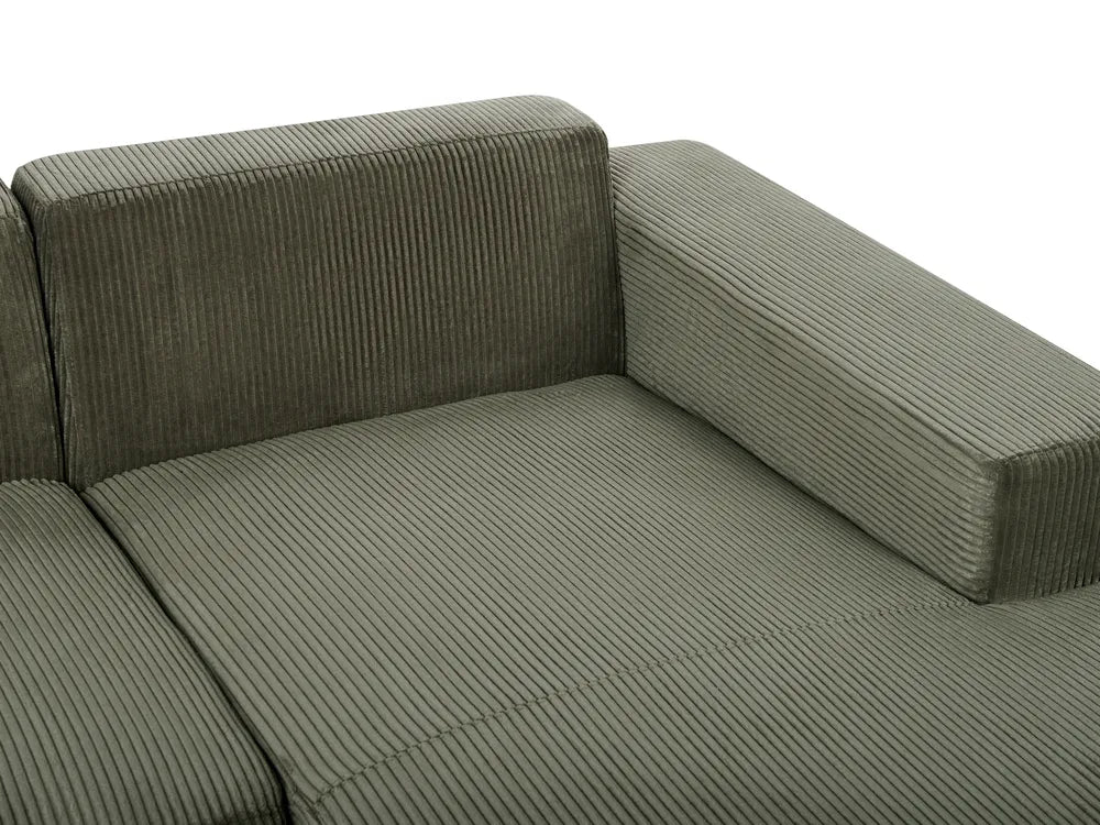 Corner Sofa 4 Seater Corduroy Green with Ottoman Left Hand Lecanto