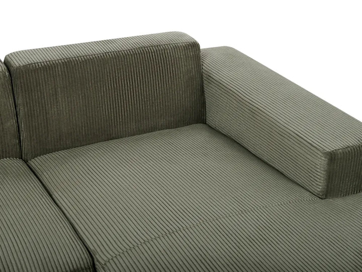Corner Sofa 4 Seater Corduroy Green with Ottoman Left Hand Lecanto