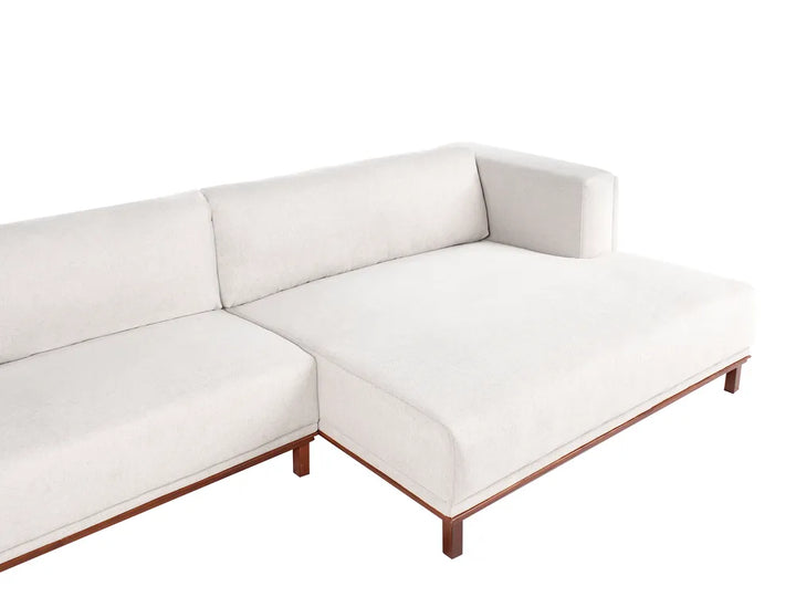 Corner Sofa 4 Seater Fabric Light Beige Left Hand Josanna