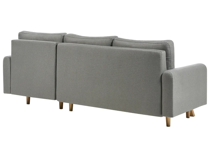 Sofa Bed 3 Seater Fabric Grey with Storage Left Hand Arsaluis