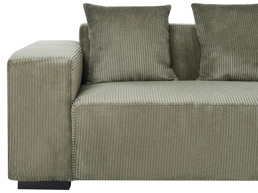 Corner Sofa 4 Seater Corduroy Green with Ottoman Left Hand Lecanto