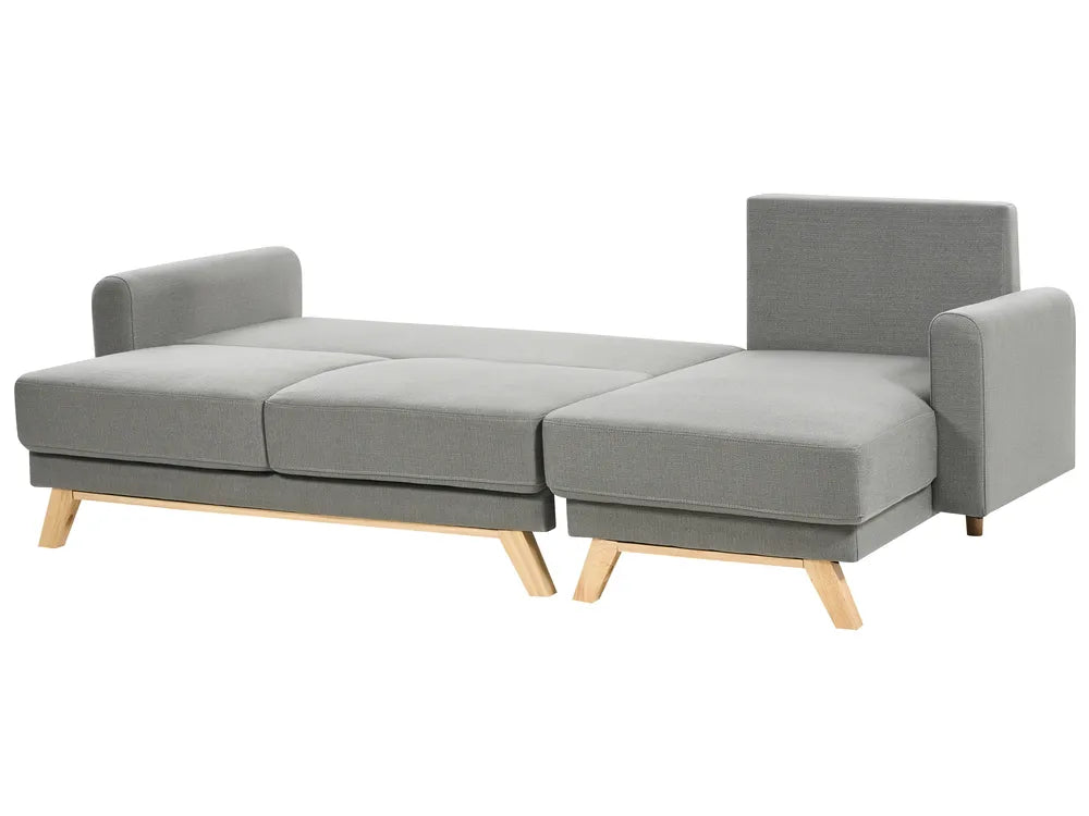 Sofa Bed 3 Seater Fabric Grey with Storage Left Hand Arsaluis