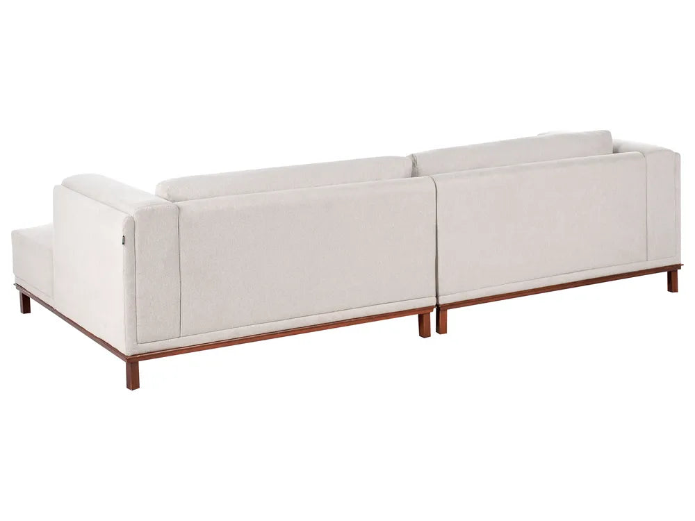 Corner Sofa 4 Seater Fabric Light Beige Left Hand Josanna