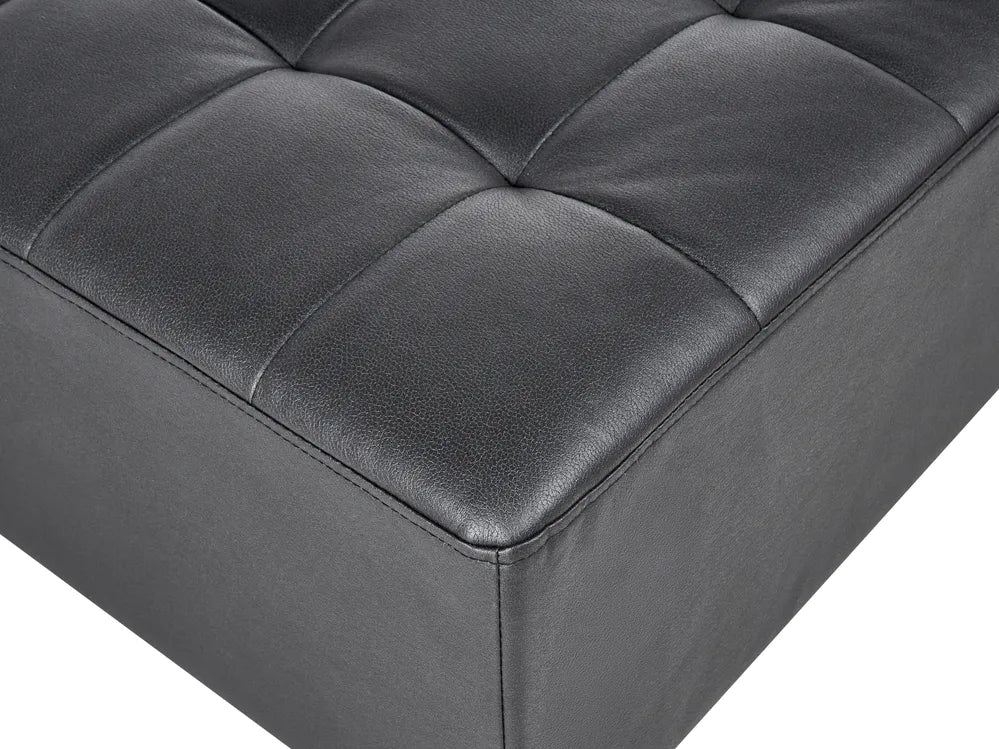 Modular Corner Sofa Bed 4 Seater Faux Leather Black with Ottoman Right Hand Denby