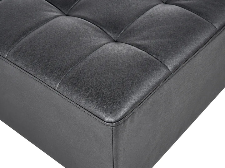 Modular Corner Sofa Bed 4 Seater Faux Leather Black with Ottoman Right Hand Denby