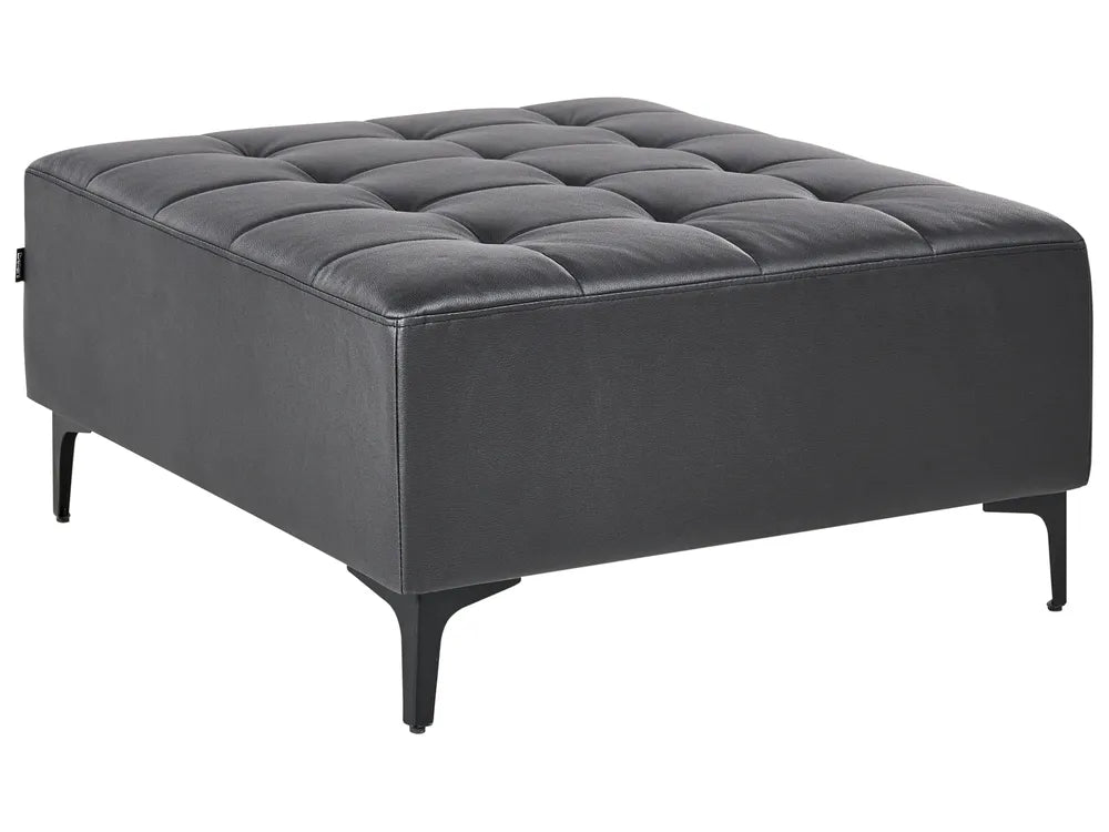 Modular Corner Sofa Bed 4 Seater Faux Leather Black with Ottoman Right Hand Denby