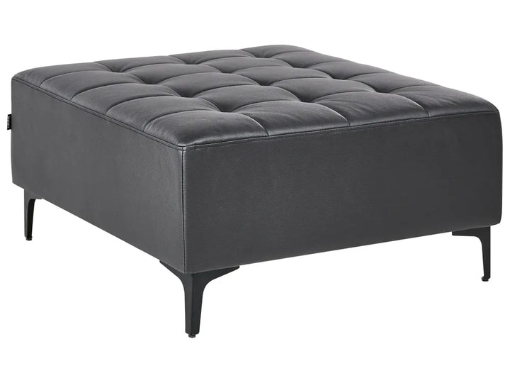 Modular Corner Sofa Bed 4 Seater Faux Leather Black with Ottoman Right Hand Denby