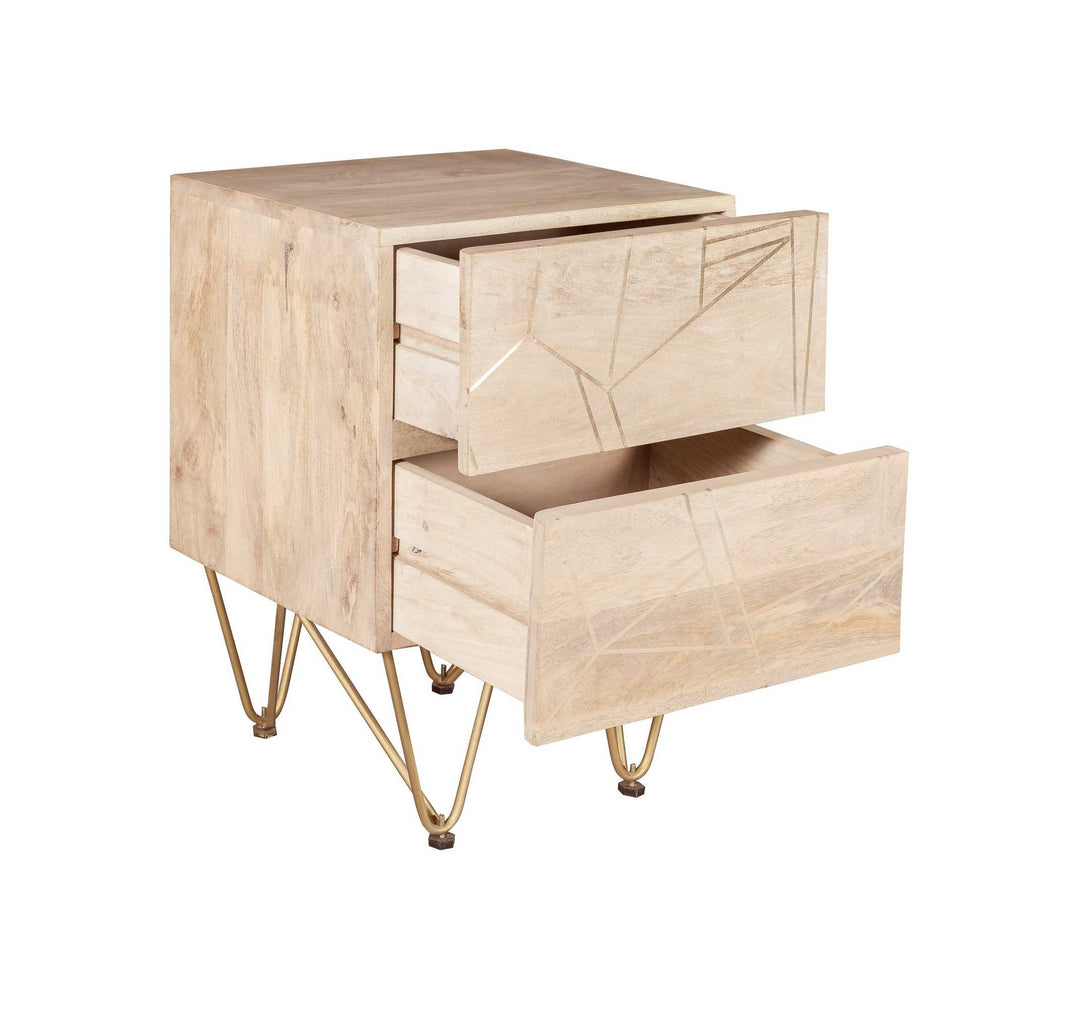 Light Gold 2 Drawer Side Table