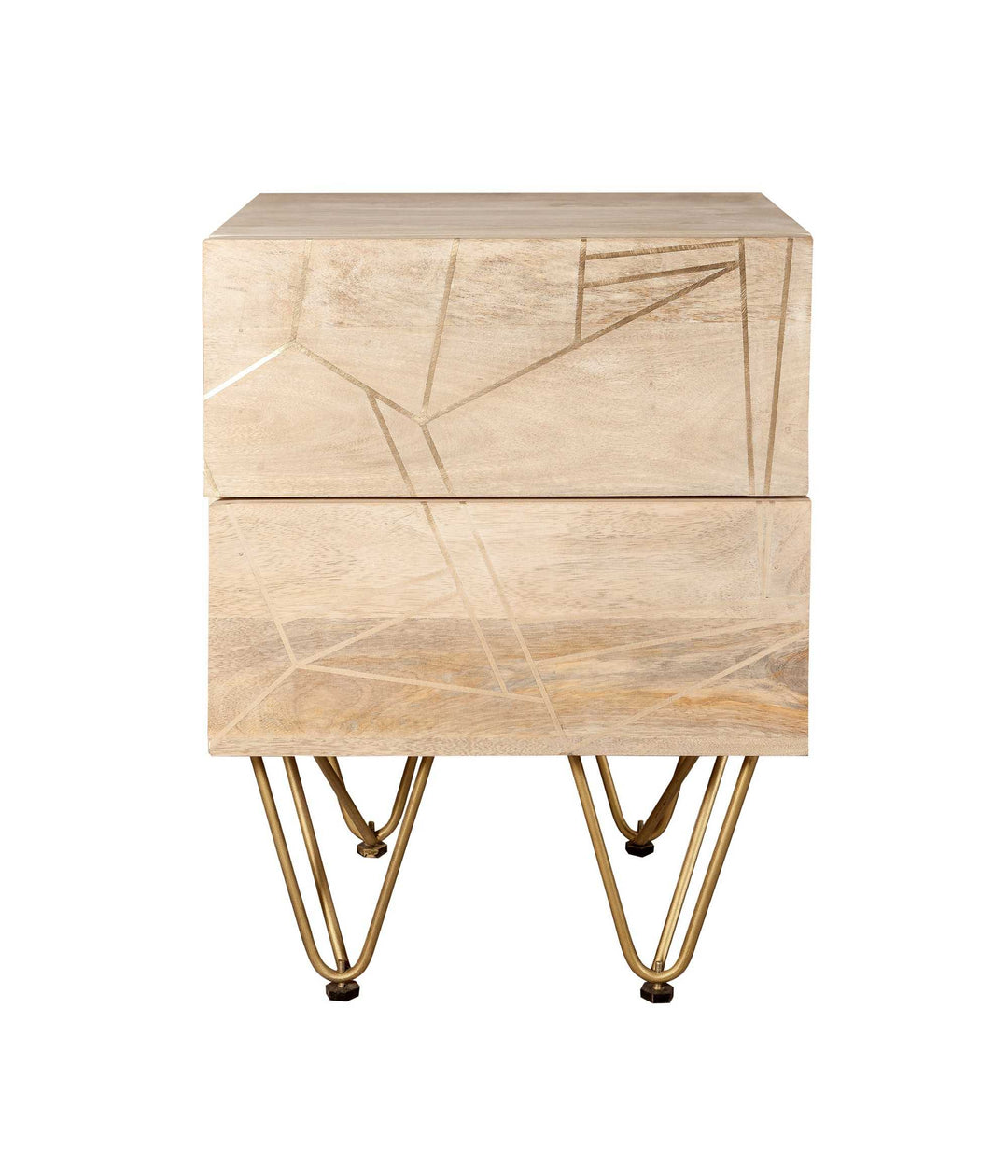 Light Gold 2 Drawer Side Table