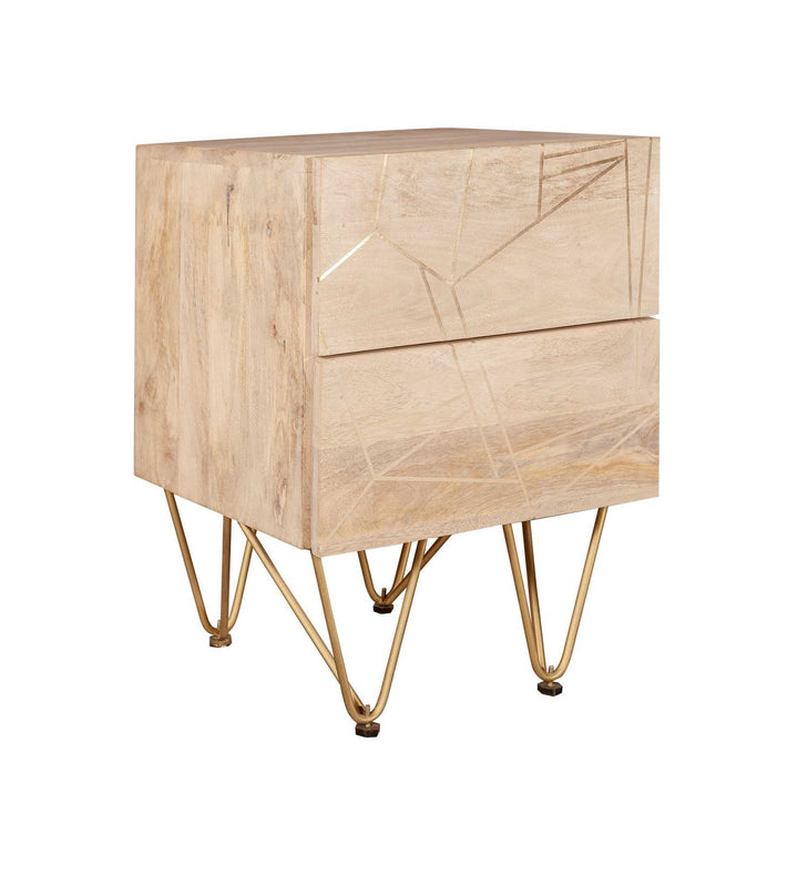 Light Gold 2 Drawer Side Table