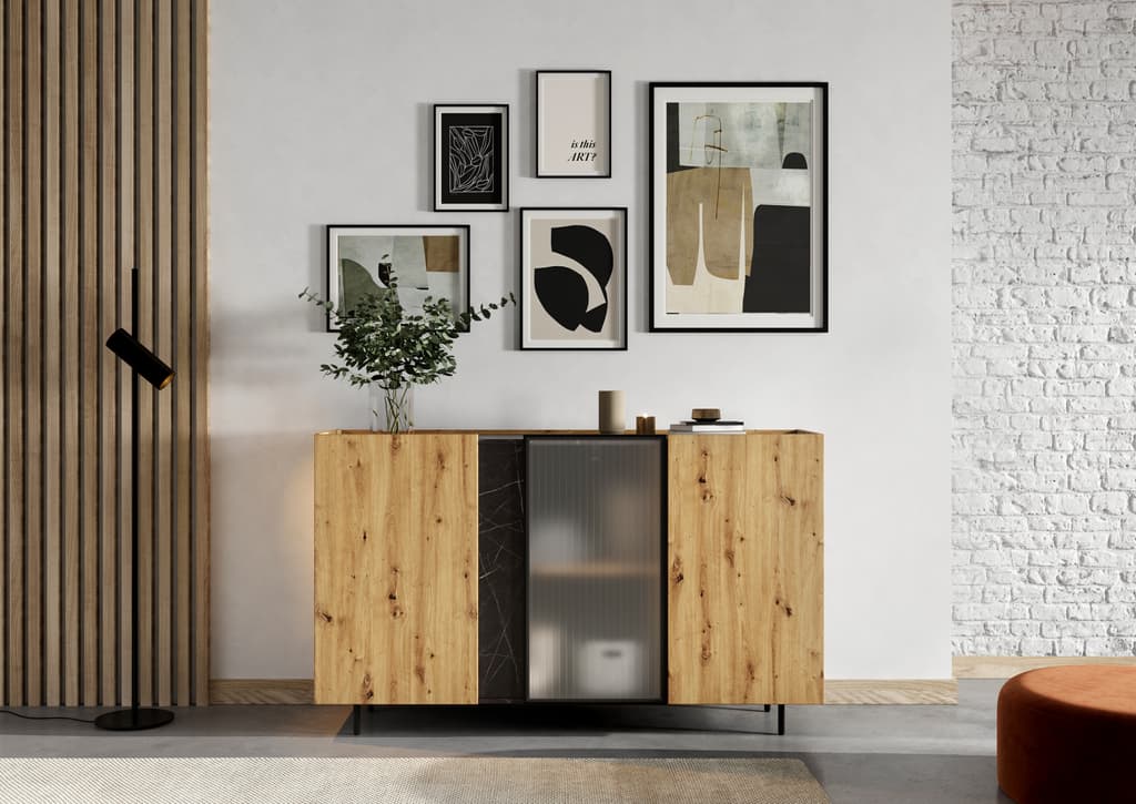 Sideboard Cabinet 150cm Oak Artisan Marmo MR-06