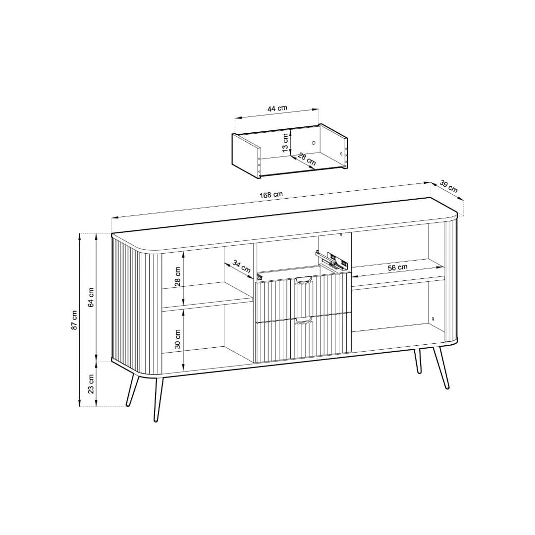 Sideboard Cabinet 168cm Black Zova