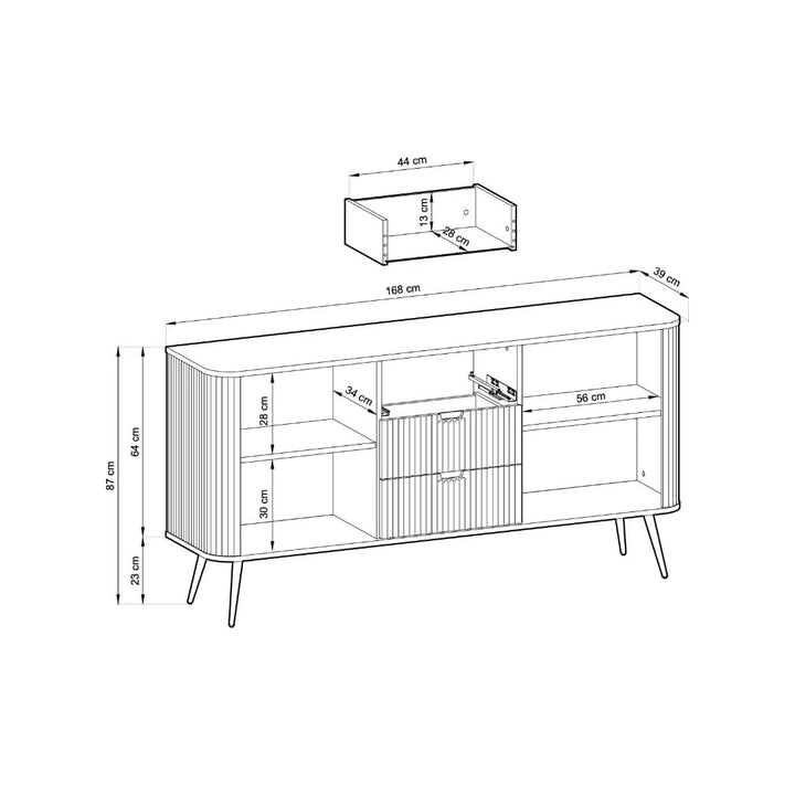 Sideboard Cabinet 168cm Black Zova