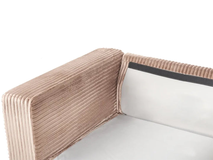 Corner Sofa 4 Seater Corduroy Light Brown Left Hand Vardie