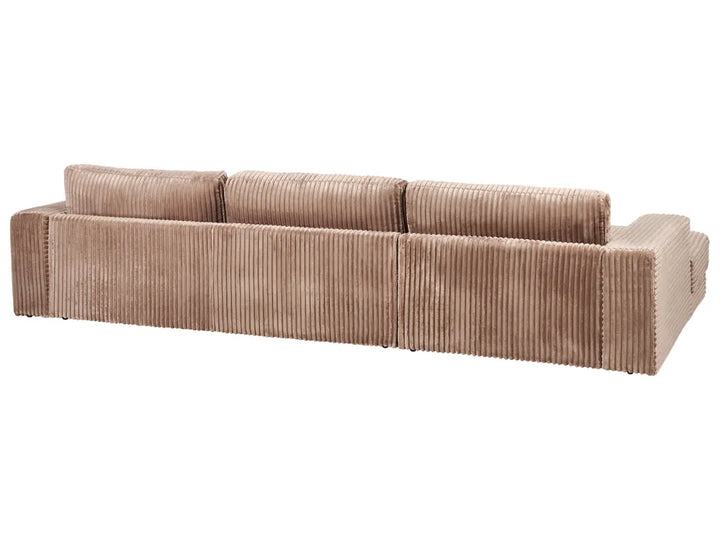Corner Sofa 4 Seater Corduroy Light Brown Left Hand Vardie