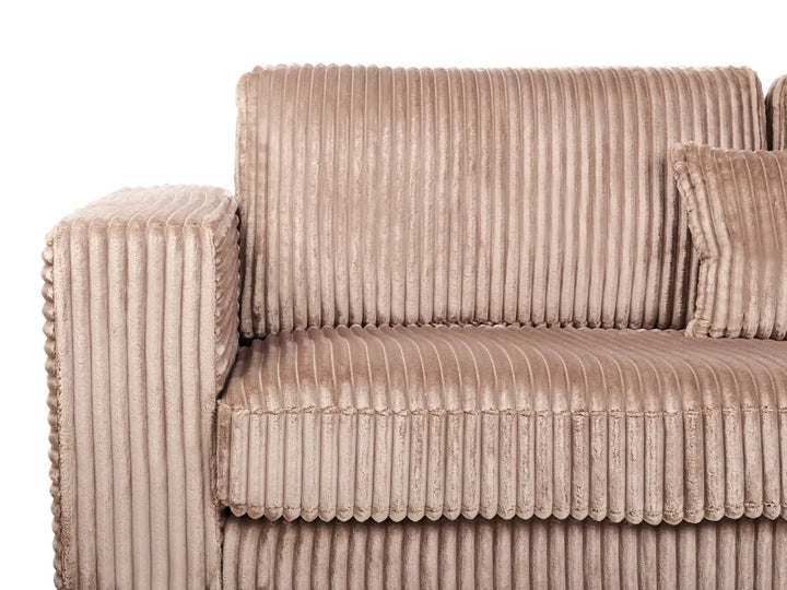Corner Sofa 4 Seater Corduroy Light Brown Left Hand Vardie