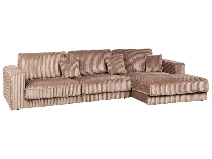 Corner Sofa 4 Seater Corduroy Light Brown Left Hand Vardie