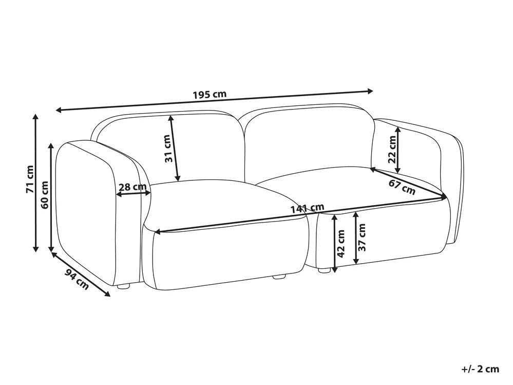 Sofa 3 Seater Fabric Dark Grey Brinnlee