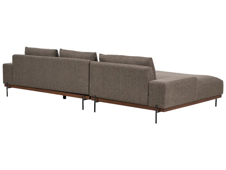 Corner Sofa 3 Seater Fabric Brown Right Hand Ibach