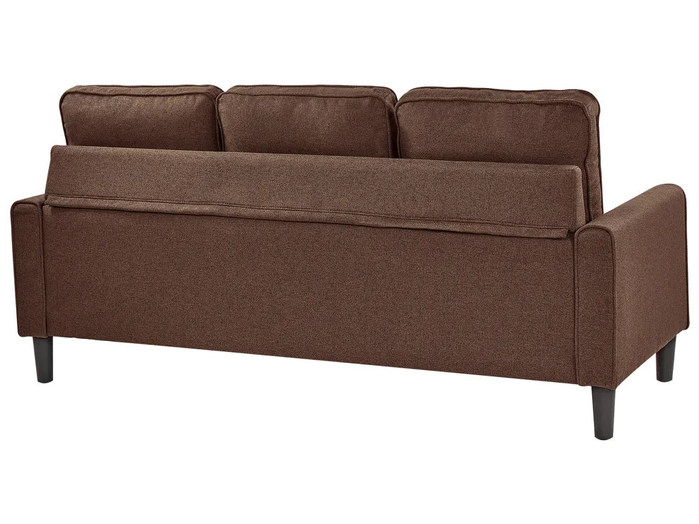 Sofa 3 Seater Fabric Brown with Ottoman Assuntino