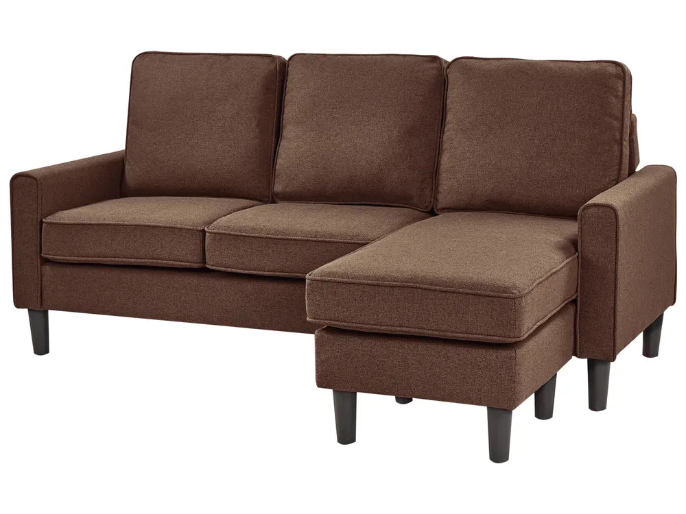 Sofa 3 Seater Fabric Brown with Ottoman Assuntino