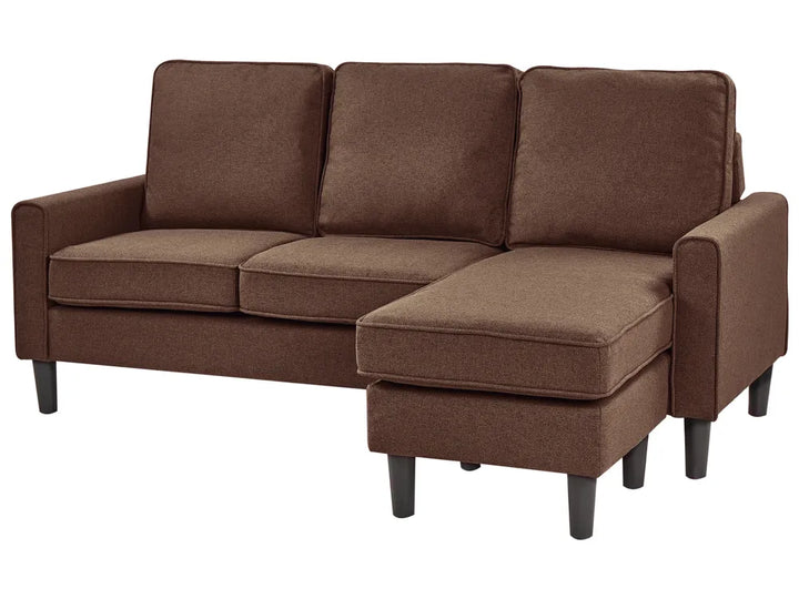 Sofa 3 Seater Fabric Brown with Ottoman Assuntino