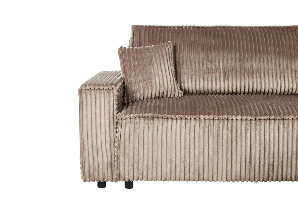 Corner Sofa Bed 3 Seater Corduroy Light Brown with Storage Left Hand Middale