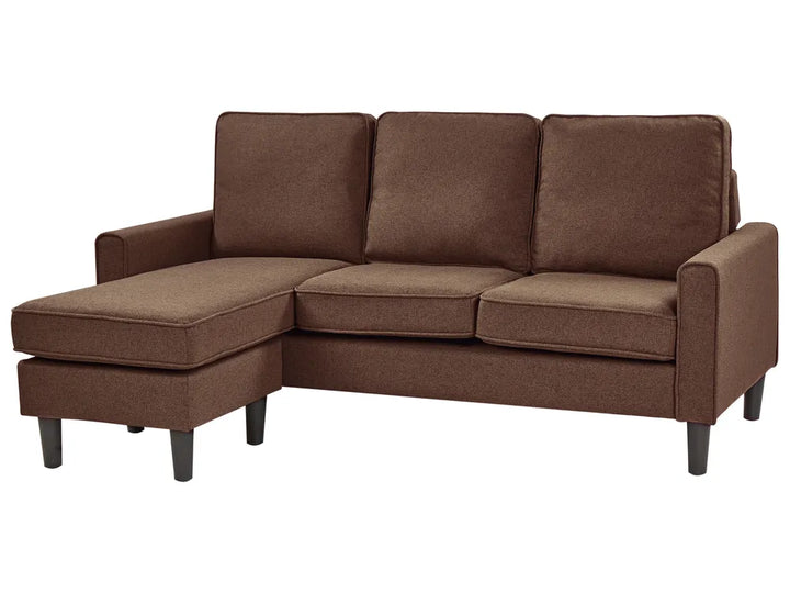 Sofa 3 Seater Fabric Brown with Ottoman Assuntino