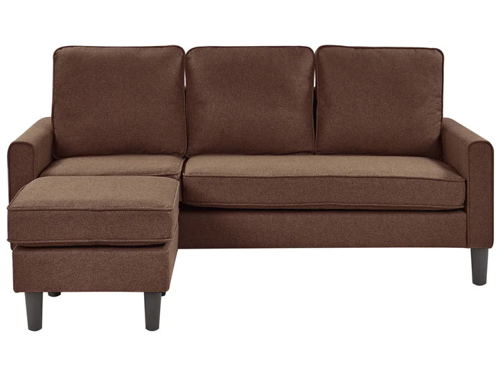 Sofa 3 Seater Fabric Brown with Ottoman Assuntino