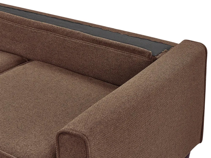 Sofa 3 Seater Fabric Brown with Ottoman Assuntino